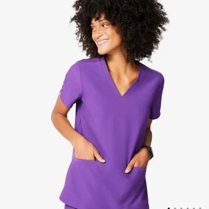 FIGS Ultra Violet Casma Three-Pocket Scrub Top XS Purple Technical Collection